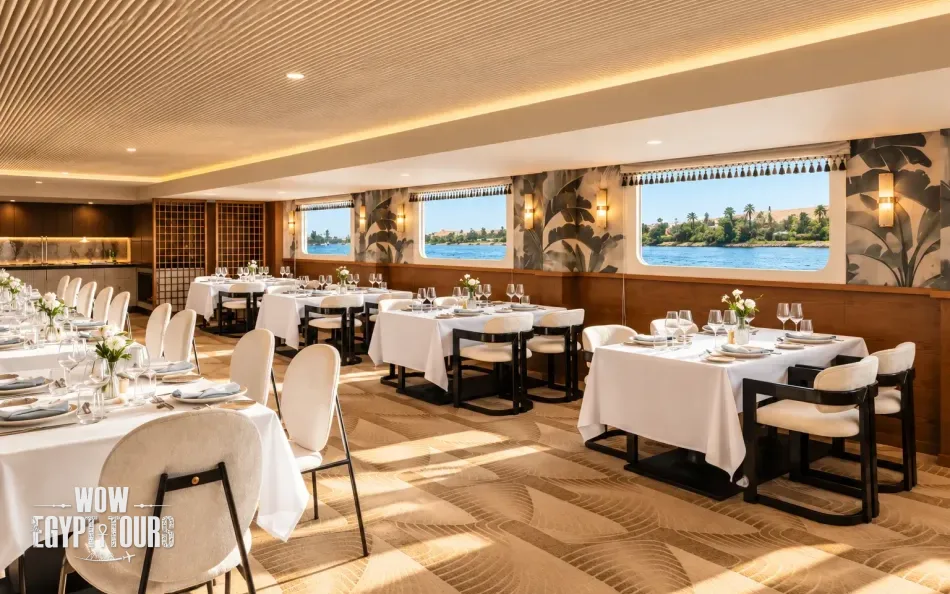 Restaurant and dining area aboard Tulip Nile Cruise