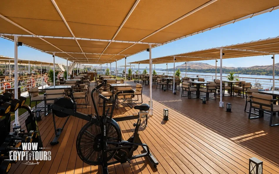 Open-air gym on the sun deck aboard Blue Shadow Nile Cruise
