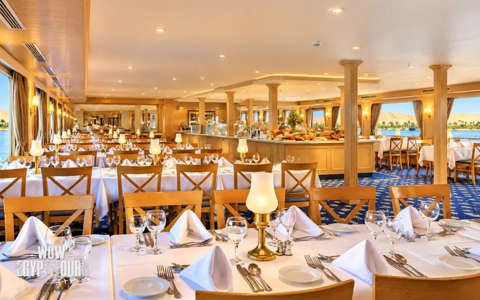 Restaurant and dining area aboard Jaz Crown Emperor Nile Cruise
