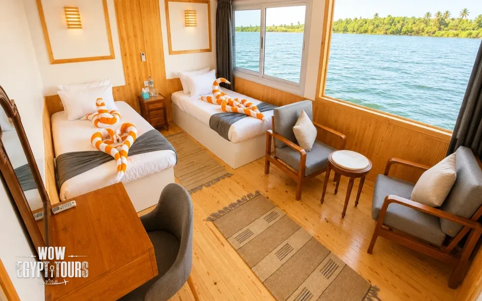 Cabin seating area on Nile Dahabiya Nile River Cruise