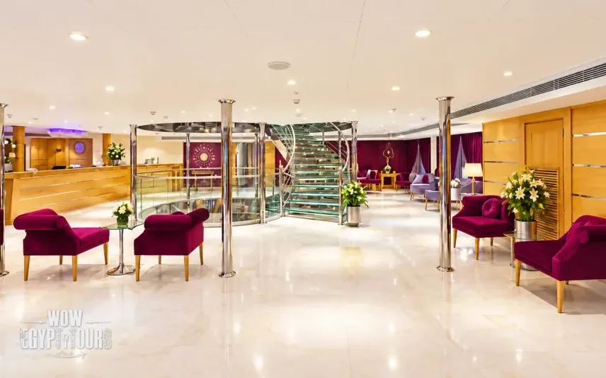 Reception and lobby area aboard Al Hambra Nile Cruise