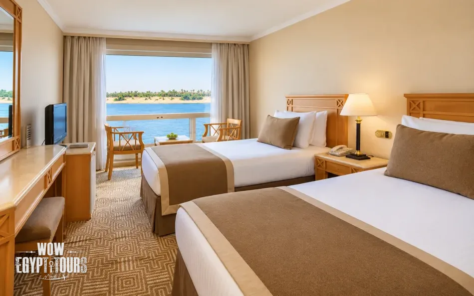 Twin cabin with two separate beds aboard Jaz Crown Emperor Nile Cruise