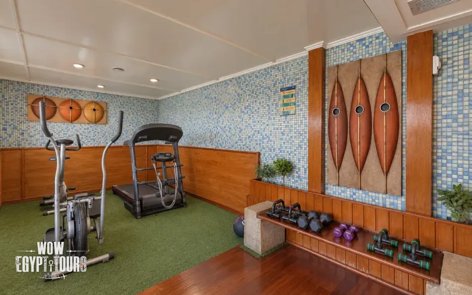 Fitness gym with exercise equipment aboard Salacia Nile Cruise