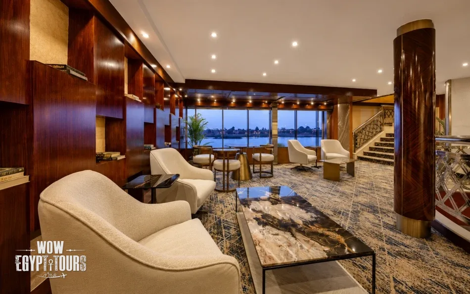 Main lounge seating area aboard Blue Shadow Nile Cruise