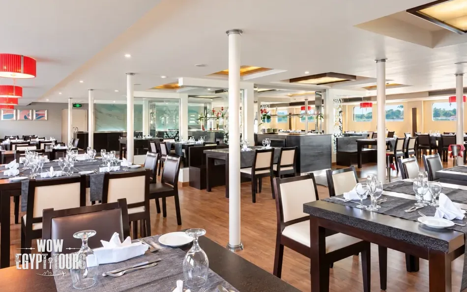 Restaurant and dining area aboard Nile Premium Nile Cruise