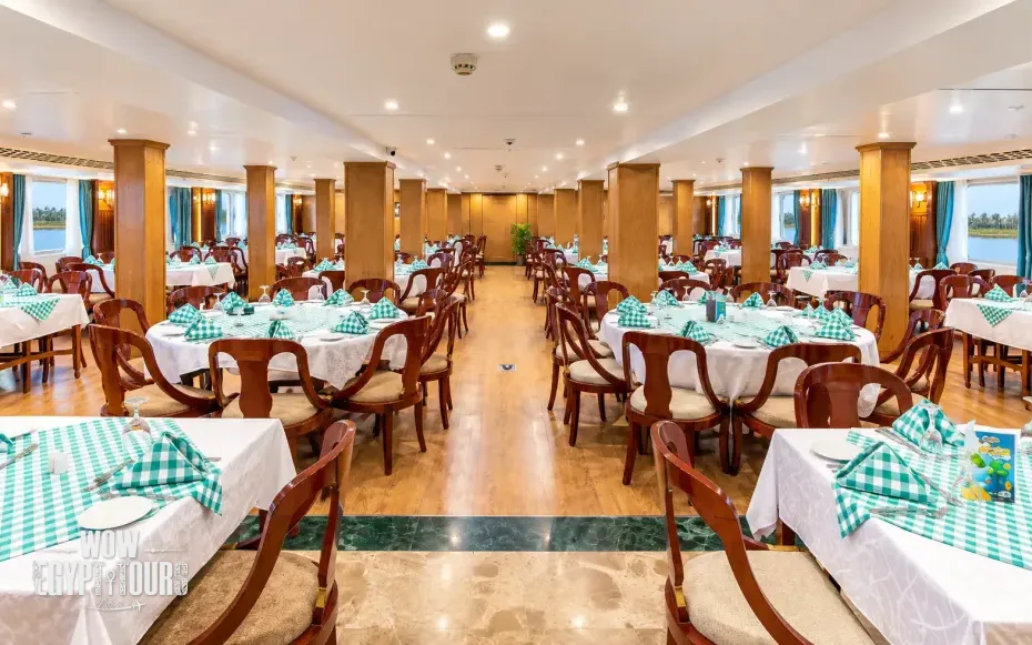 Restaurant and dining area aboard Nile Quest Nile Cruise