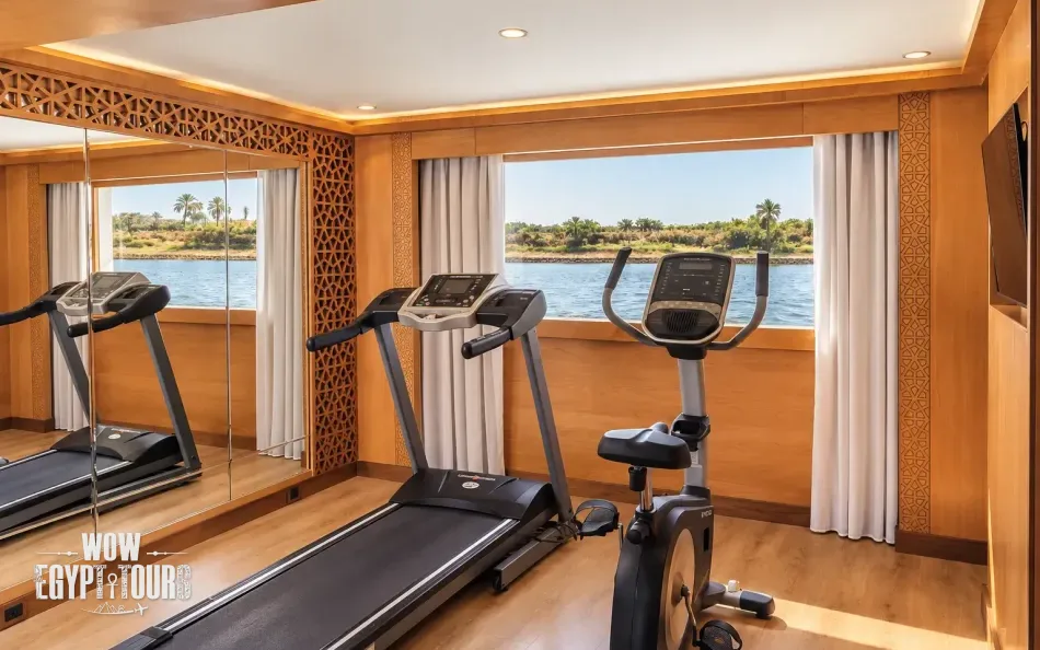 Fitness gym with exercise equipment aboard Steigenberger Legacy Nile Cruise