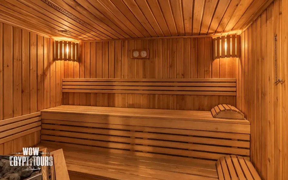 Wooden sauna aboard Salacia Nile Cruise