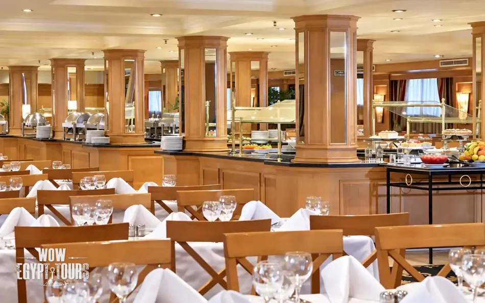 Restaurant and dining area aboard Jaz Crown Empress Nile Cruise