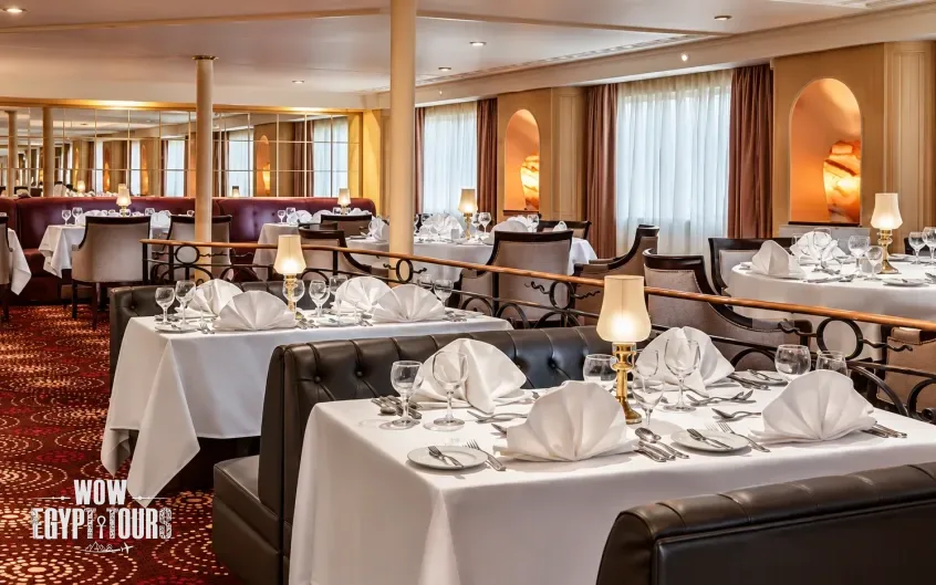 Restaurant and dining area aboard Steigenberger Regency Nile Cruise