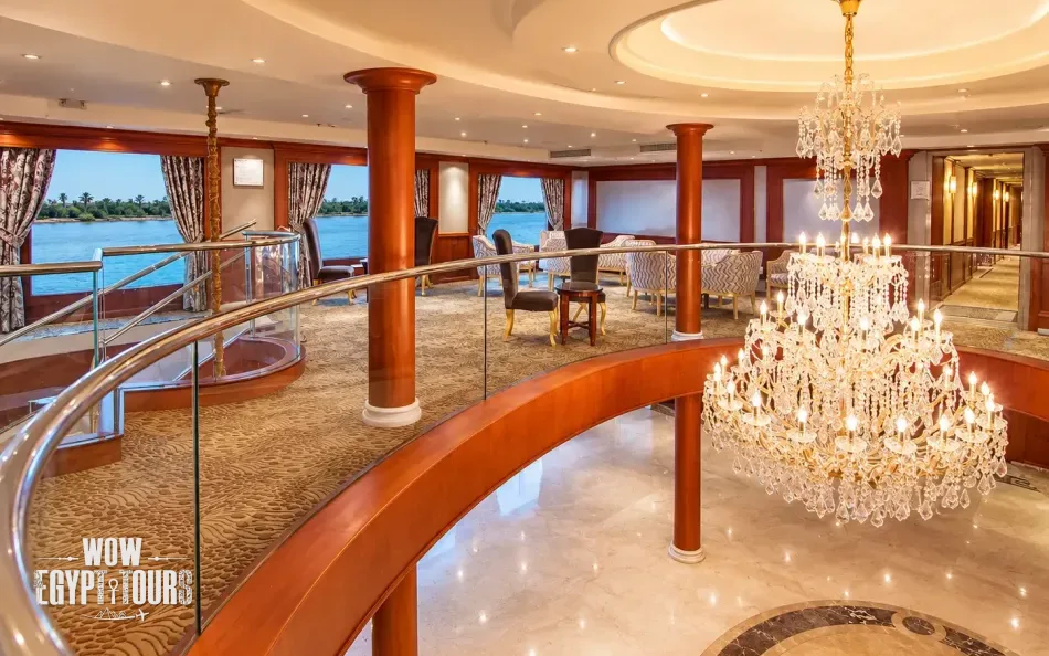 Main staircase in the lobby aboard Amwaj Nile Cruise