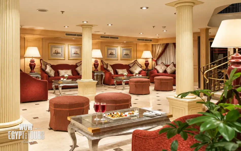 Reception and lobby area aboard Jaz Crown Jubilee Nile Cruise