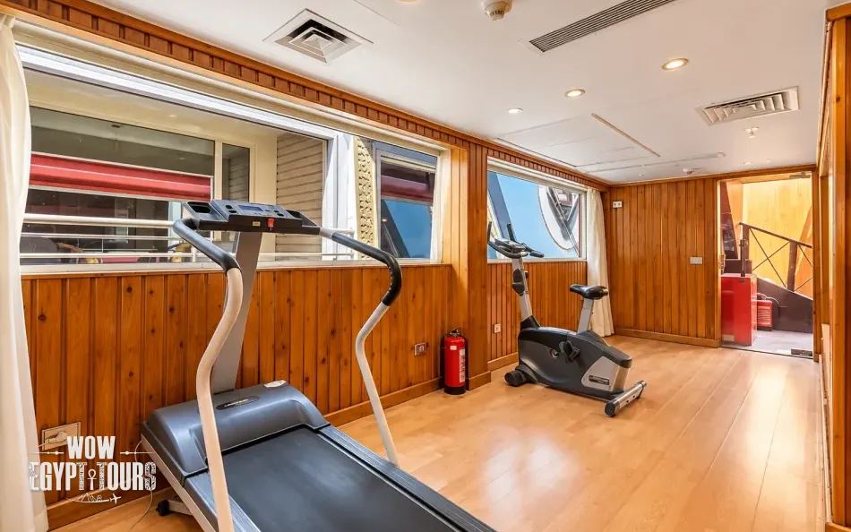 Fitness gym with exercise equipment aboard Mojito Nile Cruise