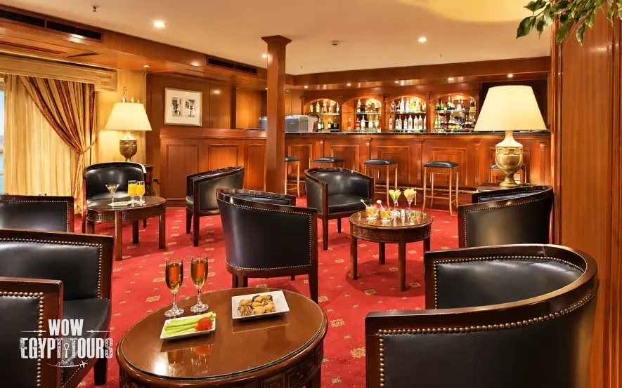 Lounge bar area aboard Jaz Crown Emperor Nile Cruise