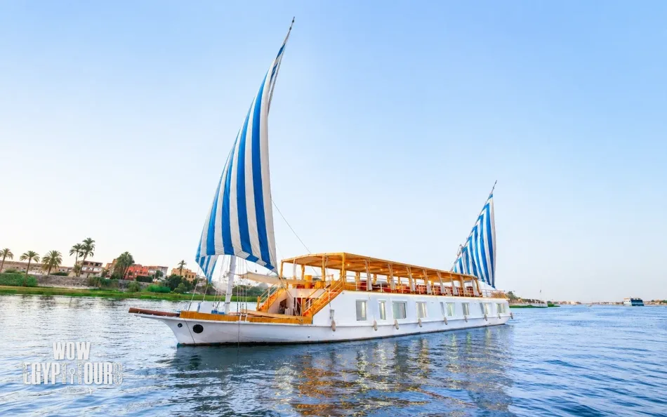 Turquoise Dahabiya Nile River Cruise sailing on the Nile