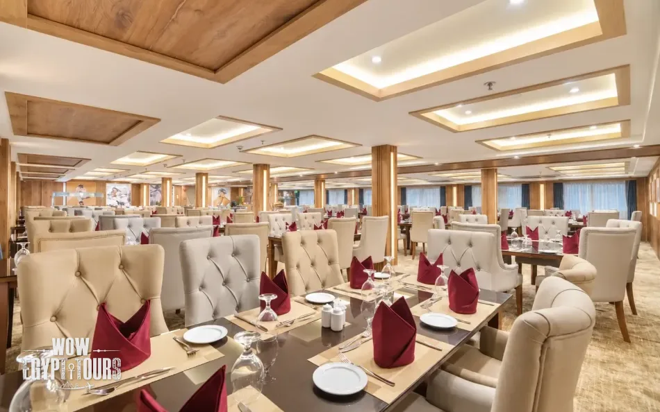 Restaurant and dining area aboard Nile Capital Nile Cruise