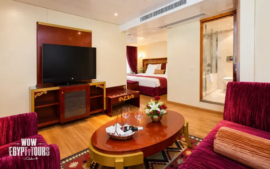 Interior view of a double cabin aboard Al Hambra Nile Cruise