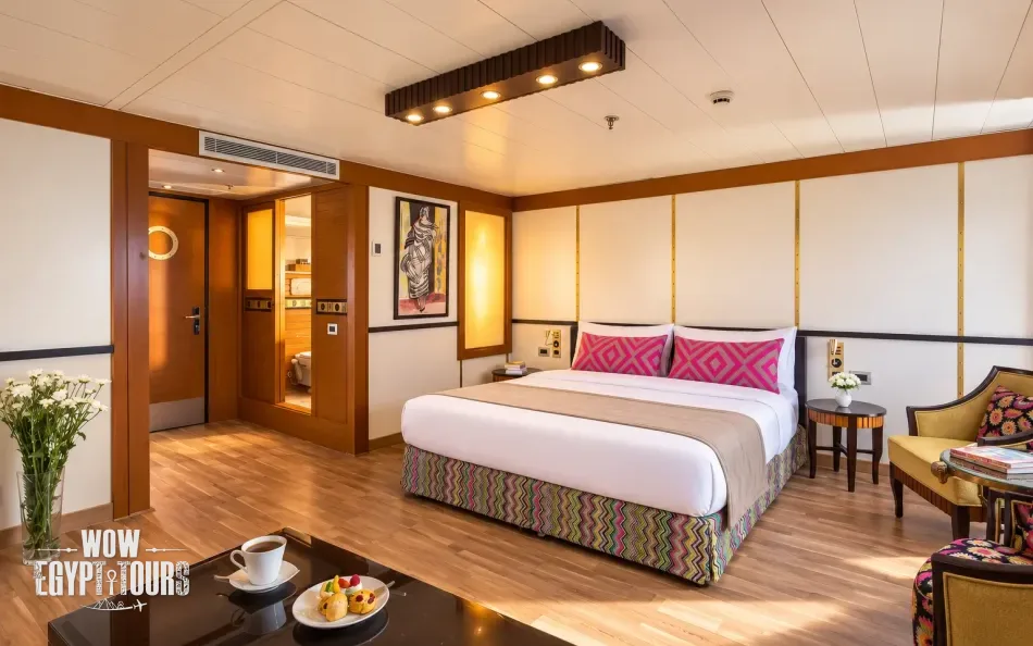 Interior view of a spacious suite aboard Alyssa Nile Cruise