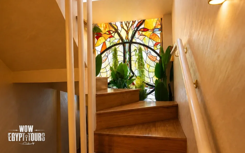 Entrance and staircase aboard Nayera Dahabiya Nile Cruise