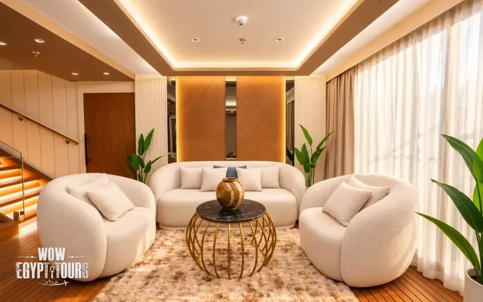 Main lobby area aboard Merit II Dahabiya Nile Cruise