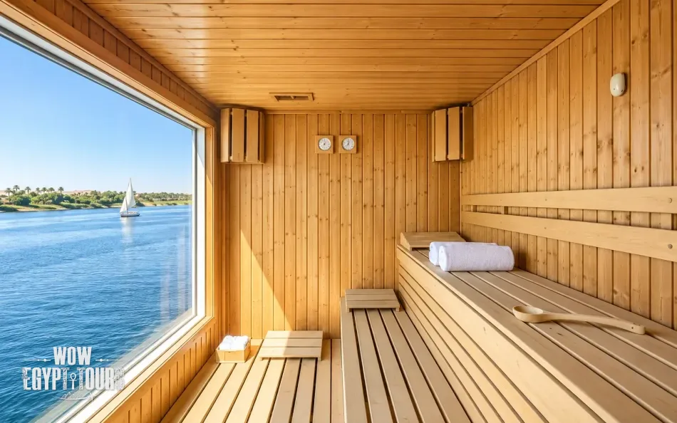 Wooden sauna aboard Alyssa Nile Cruise