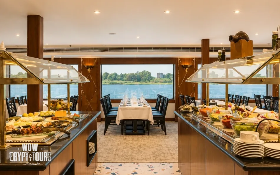 Restaurant and buffet dining area aboard Radamis I Nile Cruise