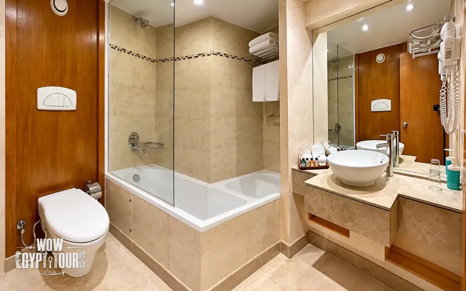 Private cabin bathroom aboard Salima Nile Cruise