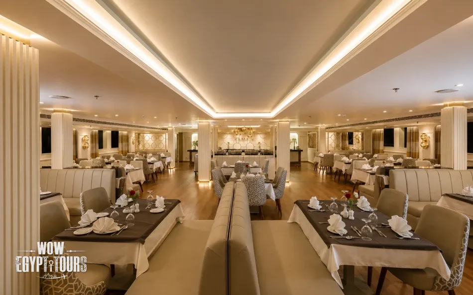 Restaurant and dining area aboard Concerto Plus Nile Cruise