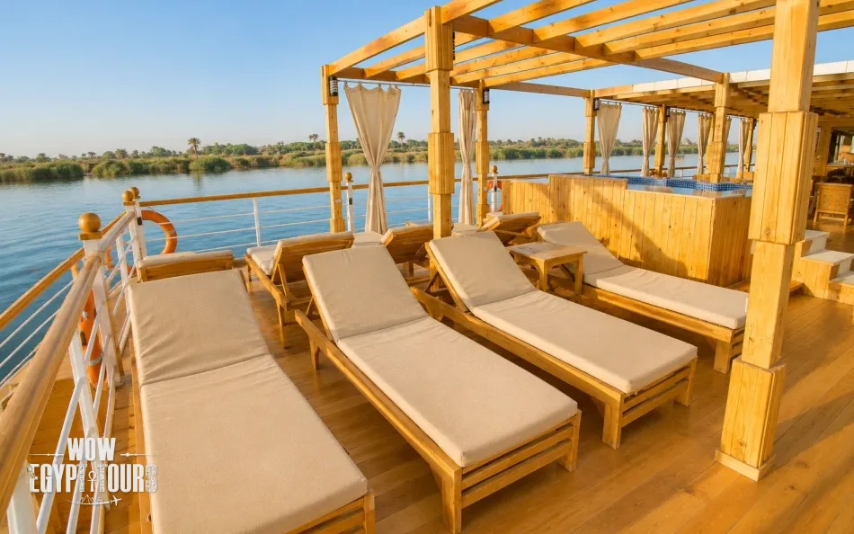 Sun deck loungers on Akhnaton Dahabiya Nile River Cruise