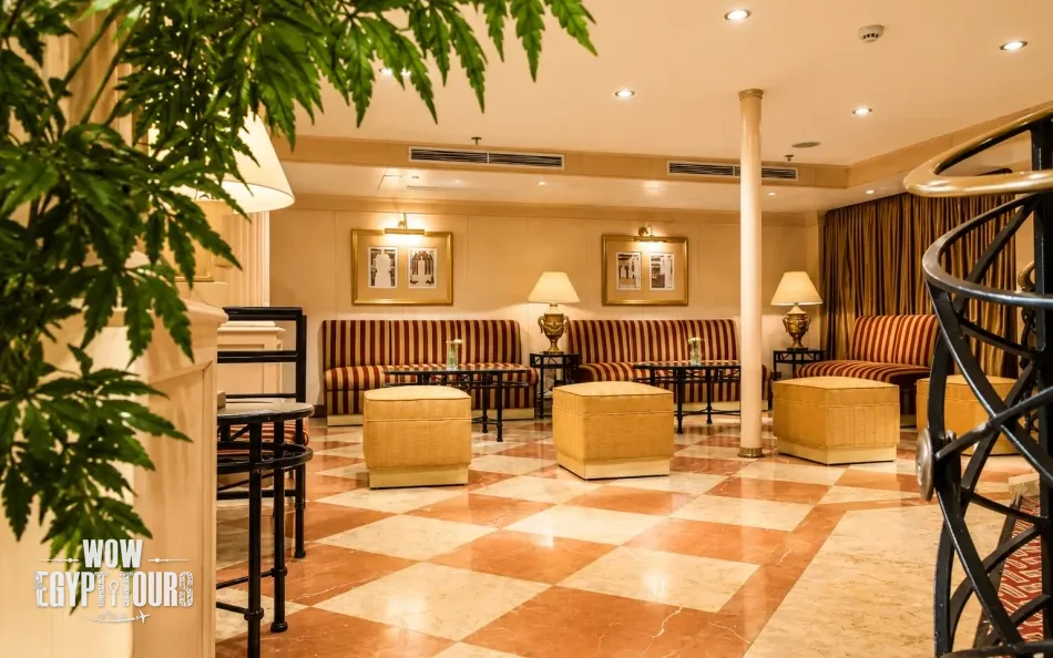 Reception and lobby area aboard Jaz Bahareya Nile Cruise