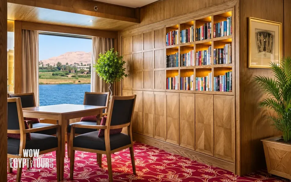 Library and reading area aboard Steigenberger Regency Nile Cruise