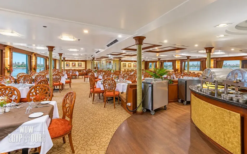 Restaurant and dining area aboard Mojito Nile Cruise
