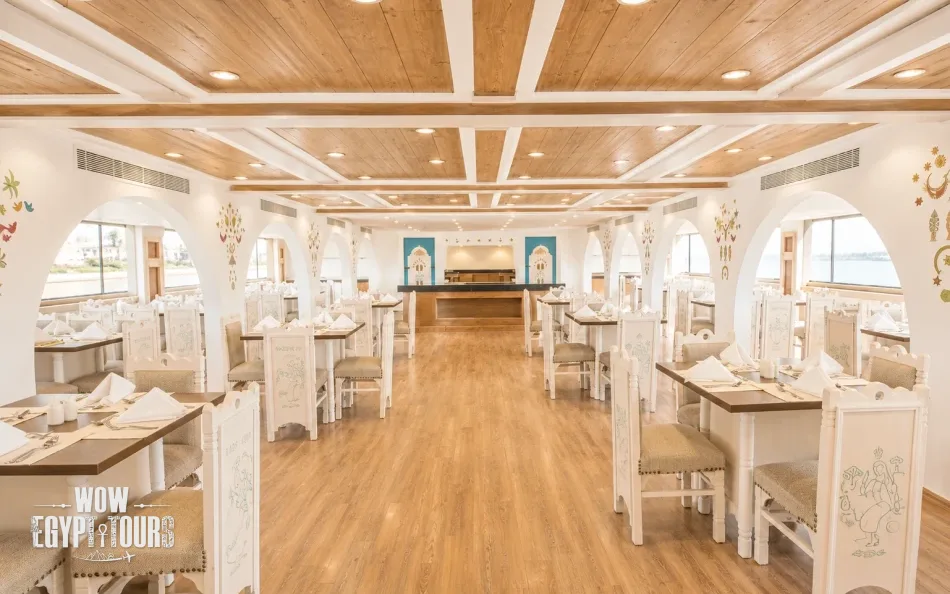 Restaurant and dining area aboard Mahrousa Nile Cruise