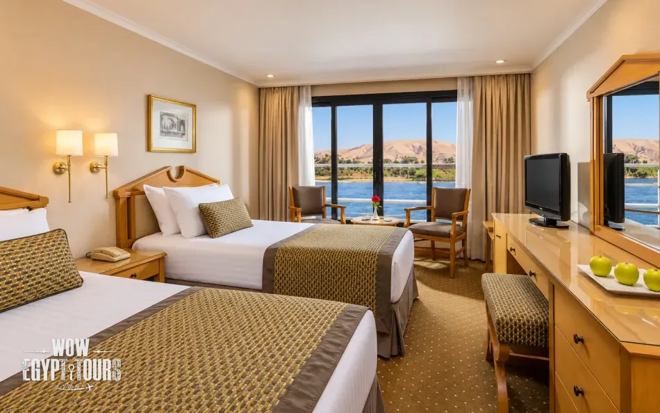 Twin cabin with two separate beds aboard Steigenberger Regency Nile Cruise