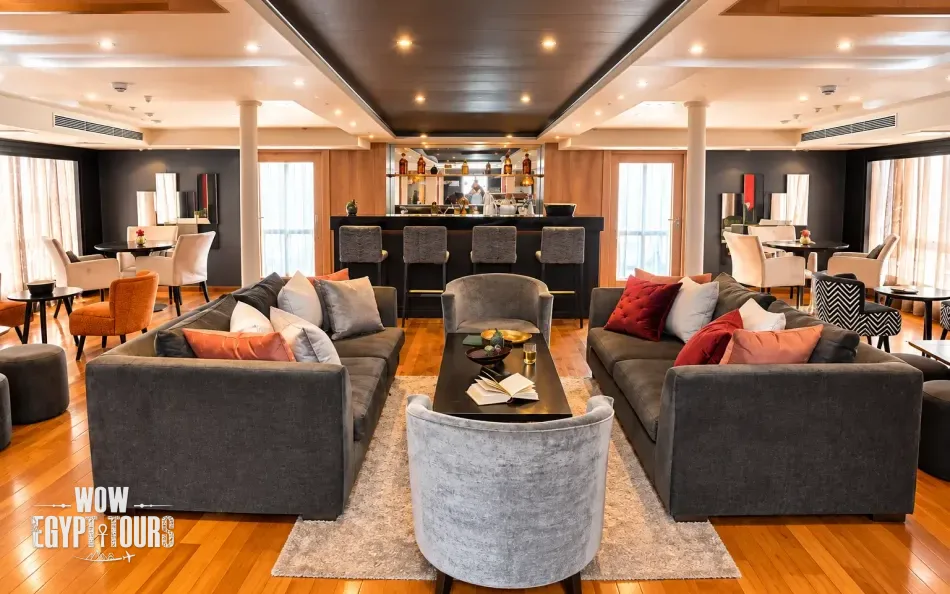 Lounge and bar area aboard Salima Nile Cruise