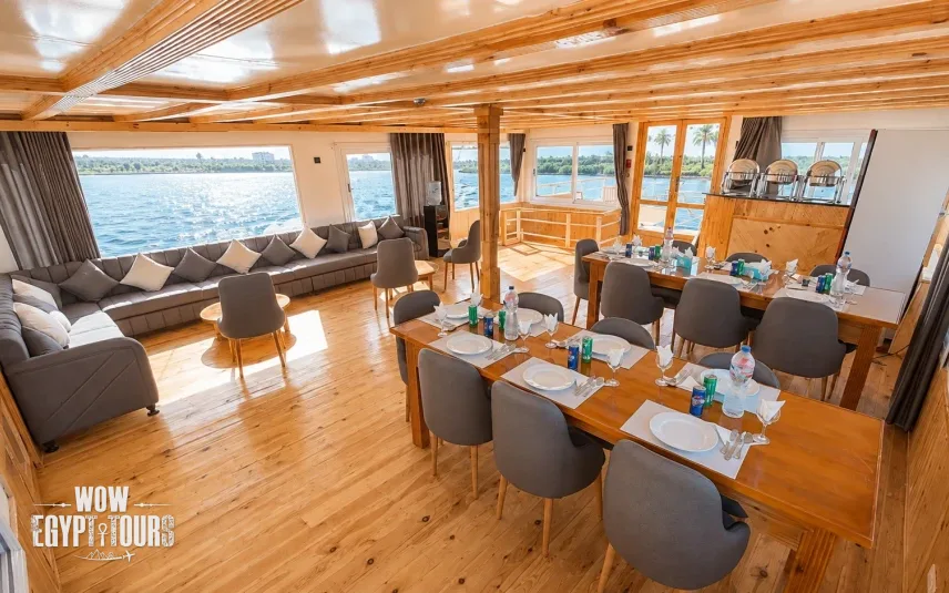 Dining area aboard Nile Dahabiya Nile Cruise
