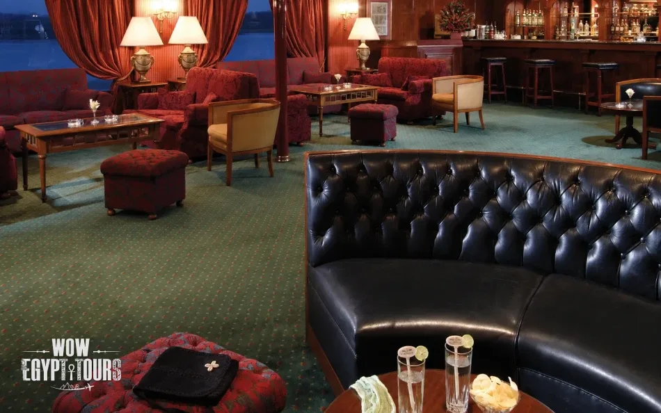 Lounge bar area aboard Jaz Crown Prince Nile Cruise