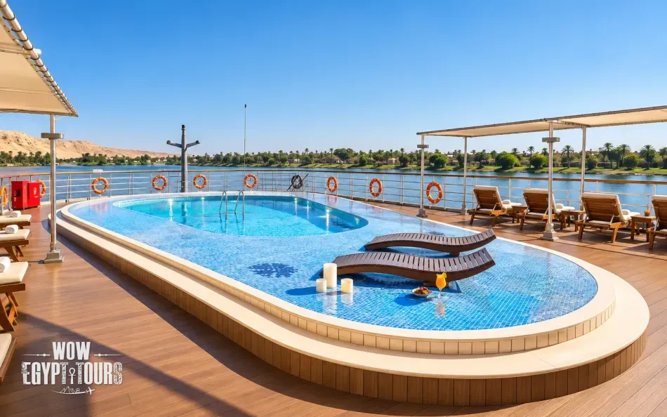 Outdoor swimming pool on the sun deck of Alyssa Nile Cruise
