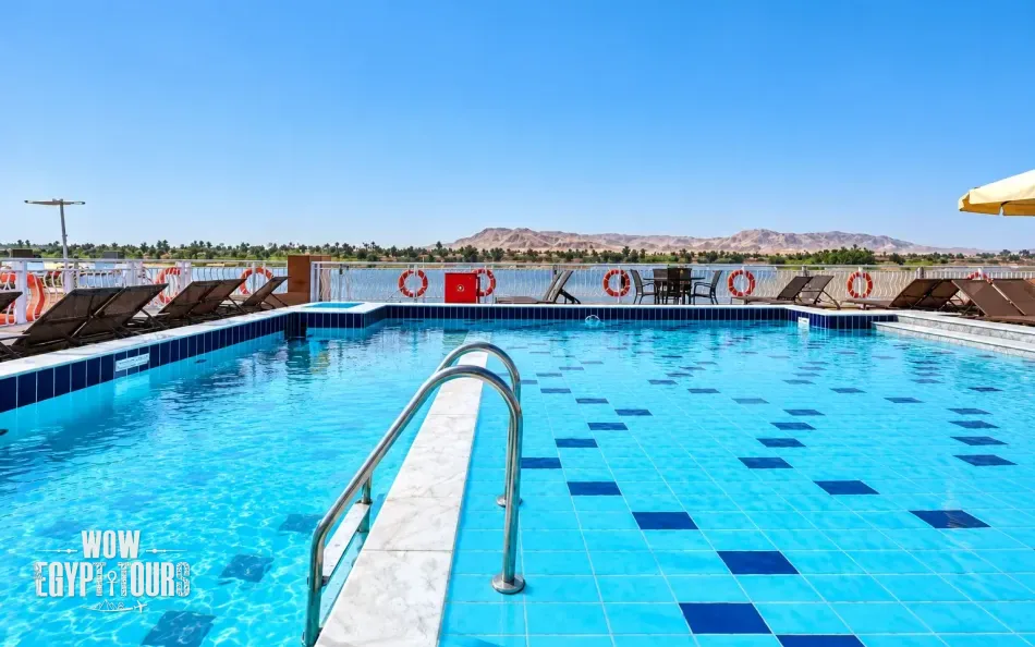 Outdoor swimming pool on the sun deck of Steigenberger Minerva Nile Cruise