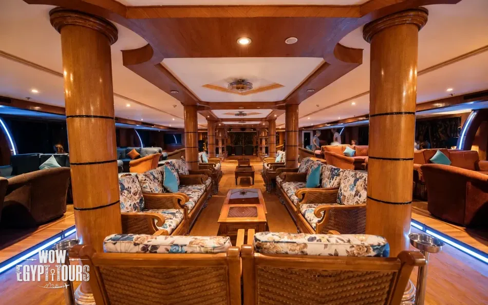Lounge and bar area aboard Royal La Terrasse Nile Cruise