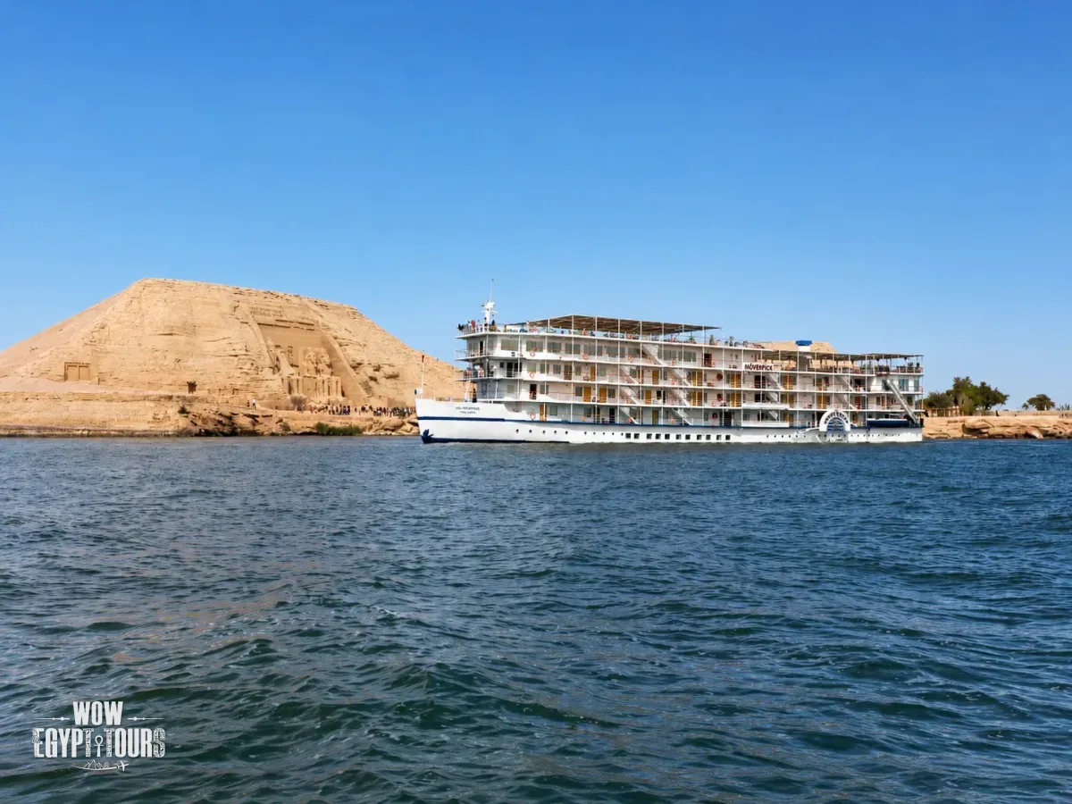 Best Lake Nasser Cruises in Egypt between Aswan and Abu Simbel, including 4-day and 5-day cruise packages with guided sightseeing and full-board accommodation.