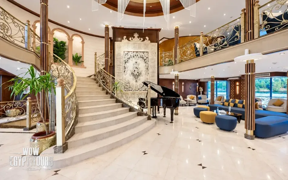 Main lobby and seating area aboard Nile Story Nile Cruise