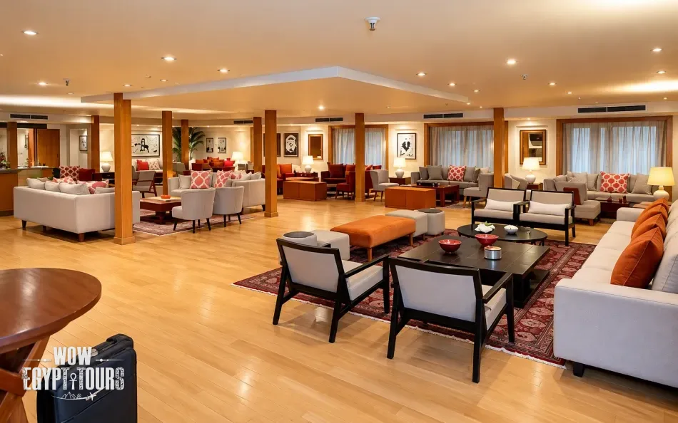 Main lounge seating area aboard Jamila Nile Cruise