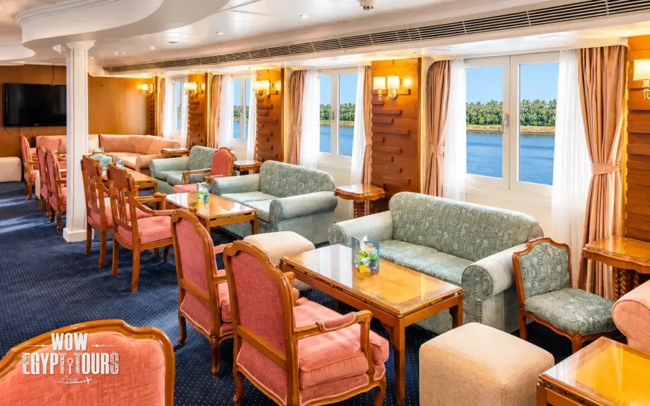 Lounge seating area aboard Nile Quest Nile Cruise