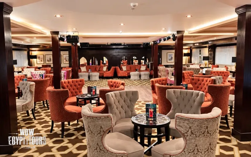 Main lounge seating area aboard Steigenberger Minerva Nile Cruise
