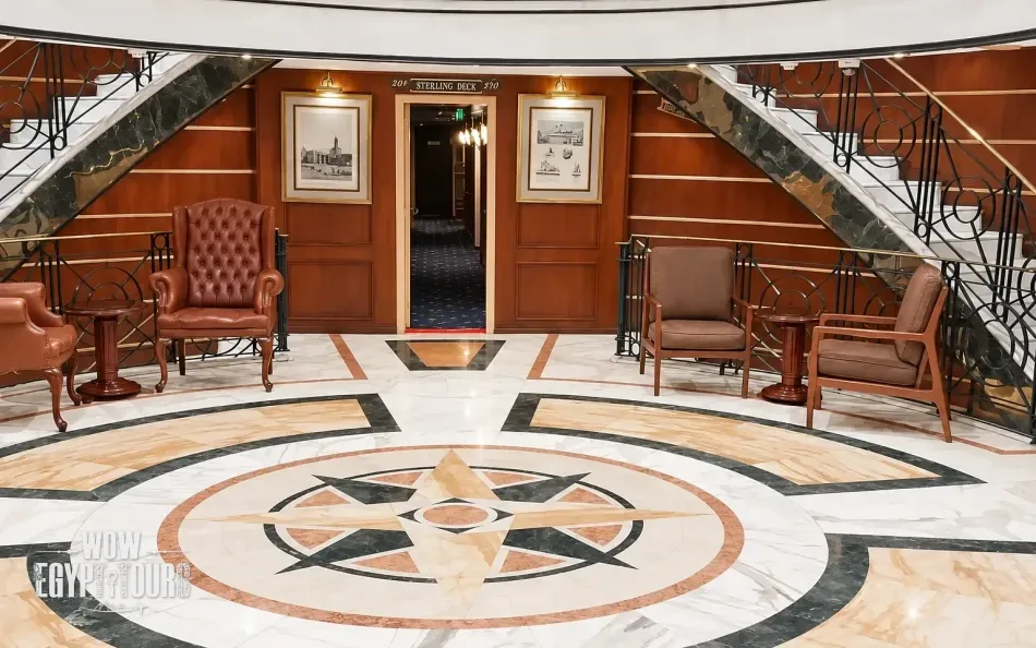 Main staircase in the lobby aboard Jaz Celebrity Nile Cruise