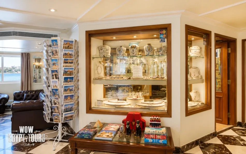 Gift and souvenir shop aboard La Traviata Nile Cruise