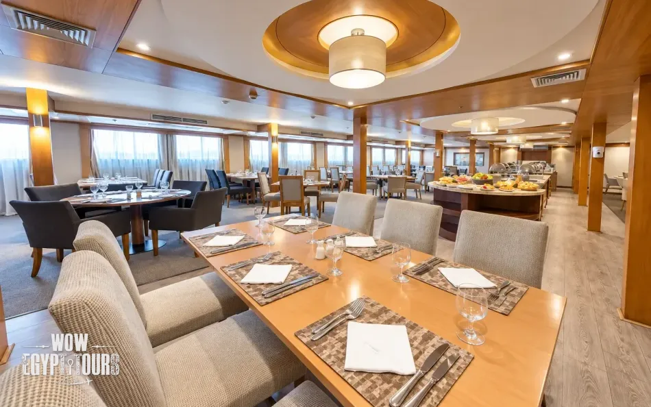 Restaurant and dining area aboard Jamila Nile Cruise