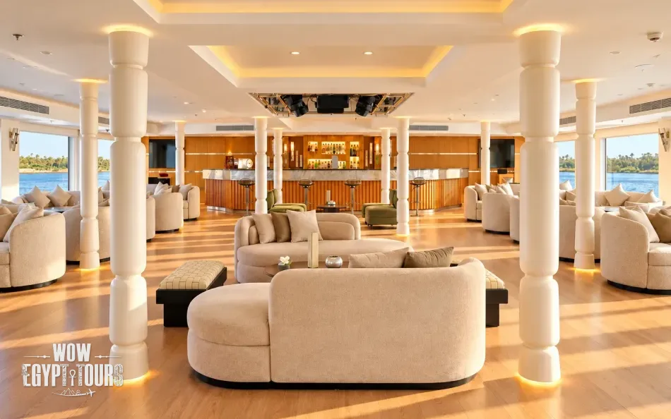 Bar area aboard Acamar Nile Cruise