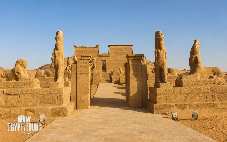Wadi El Seboua archaeological site visited during a Lake Nasser cruise in Egypt.